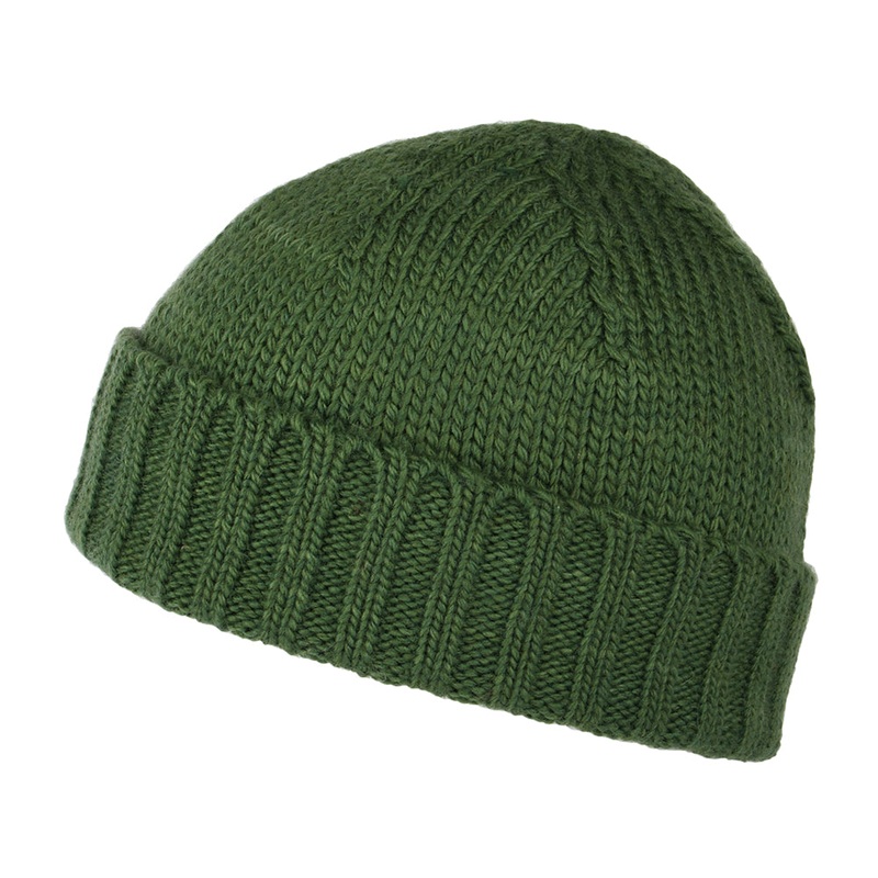 Kusan Merino Wool Fisherman Beanie Hat – Green 1-Size