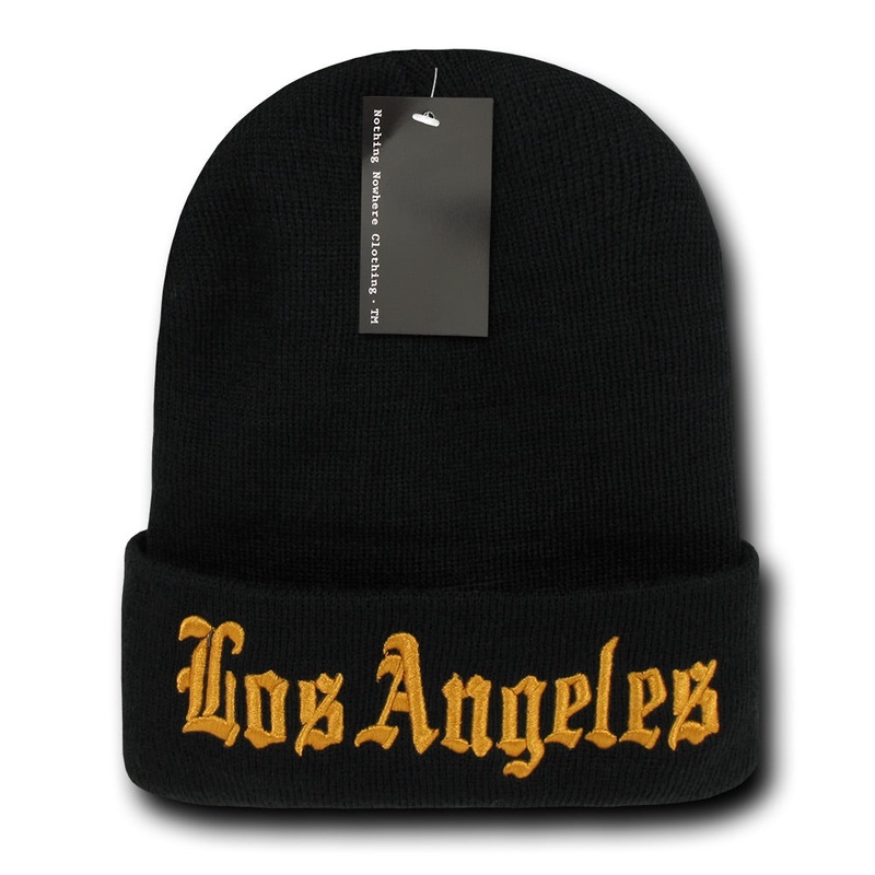Los Angeles LA City Beanie, Knit Cap, Black/Gold – N21 Black/Gold