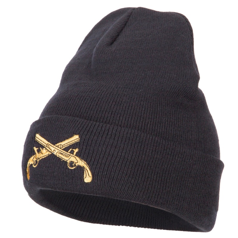 Military Police Insignia Embroidered Long Knitted Beanie Navy One Size