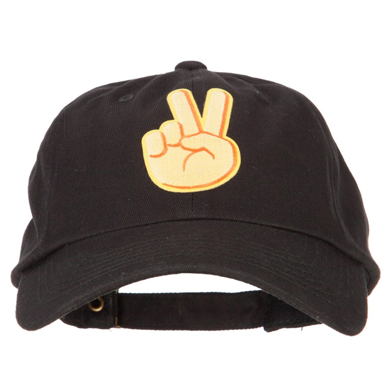 Peace Icon Patched Unstructured Washed Cap Black One Size