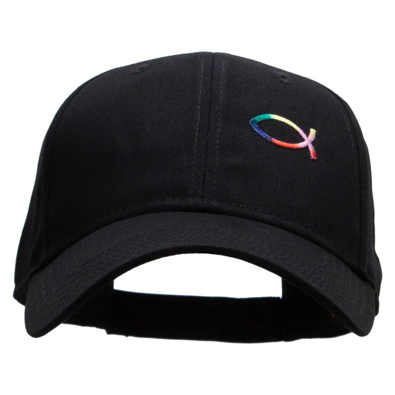 Rainbow Jesus Fish Christian Patched Low Profile Cap Black One Size