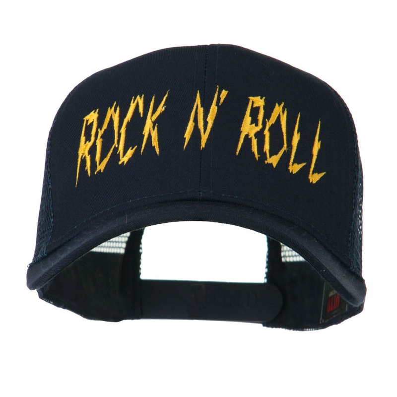 Rock and Roll Embroidered Mesh Cap Navy One Size