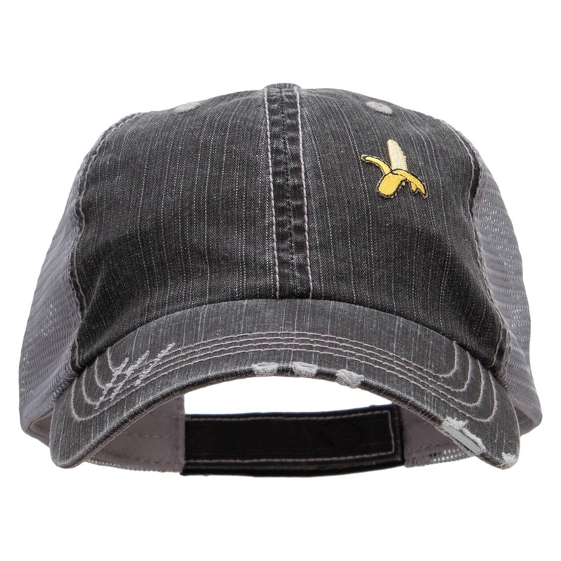 Small Banana Fruit Patched Low Profile Special Cotton Mesh Cap Black One Size