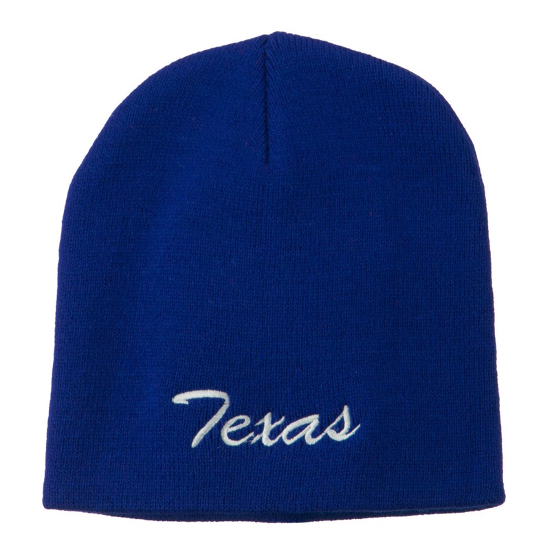 Texas Embroidered Short Beanie Royal One Size