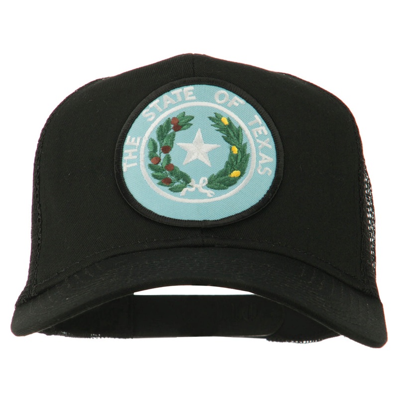 Texas State Seal Patched Cotton Twill Mesh Cap Black One Size