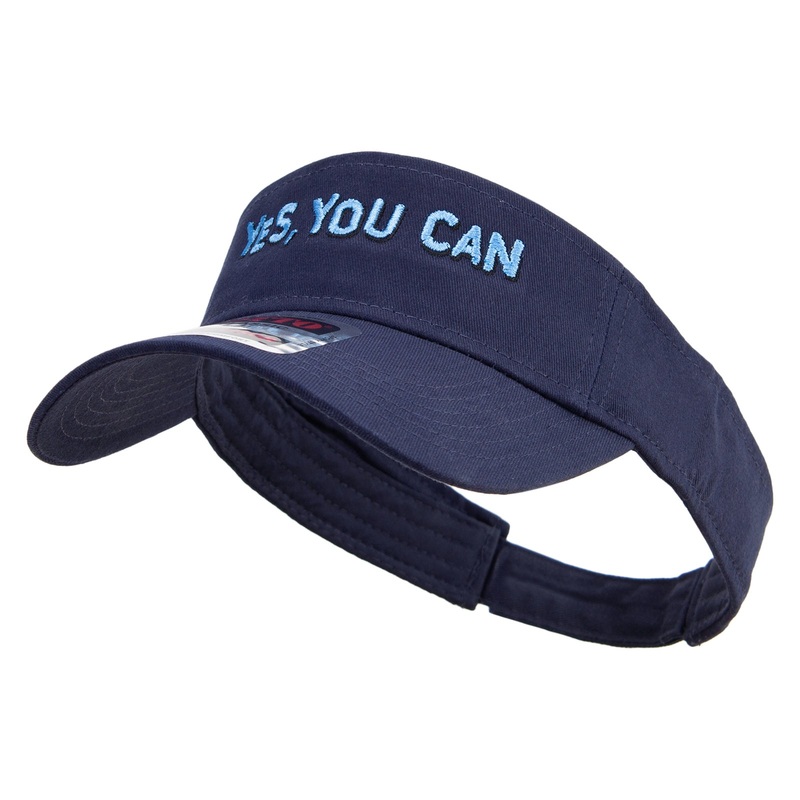 Yes You Can Embroidered Cotton Twill Sun Visor Navy One Size