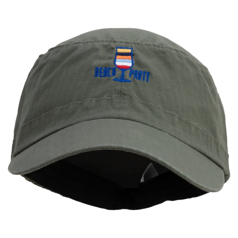 Beach Party Embroidered Big Size Fitted Ripstop Cotton Military Army Cap Olive XL-2XL