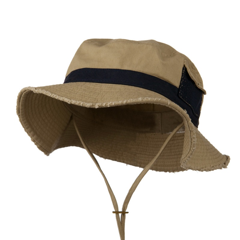 Big Size Cotton Twill Washed Bucket Hat Khaki XL-2XL