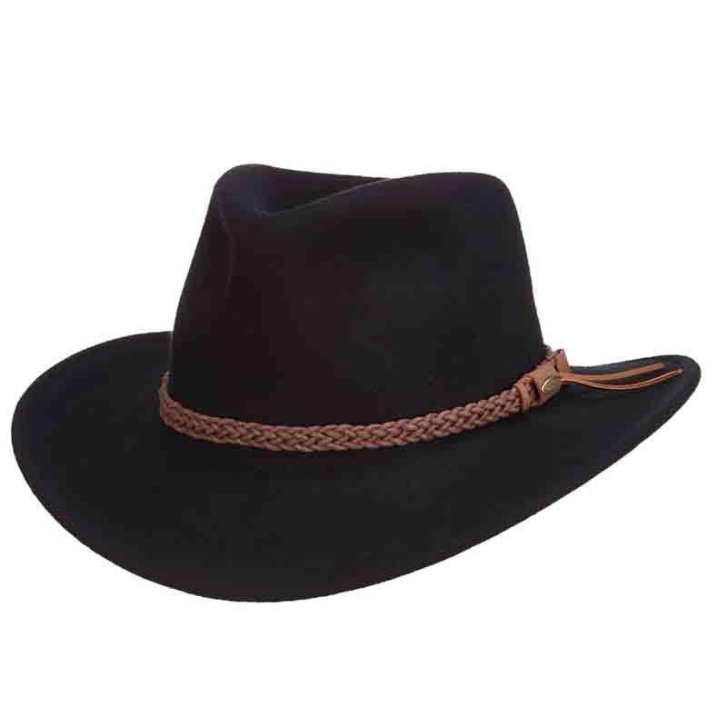 Black Crushable Wool Felt Outback Hats – Scala Hats Black M/L (58 cm)
