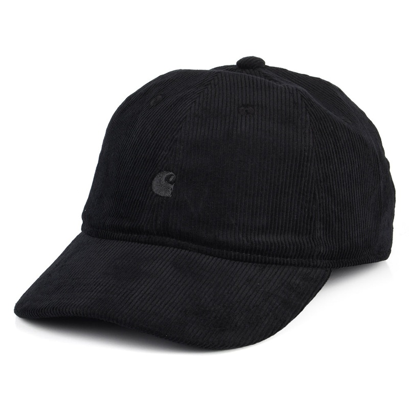 Carhartt WIP Hats Harlem Corduroy Tonal Baseball Cap – Black Adjustable