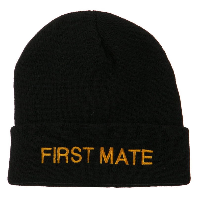 First Mate Embroidered Long Beanie Black One Size