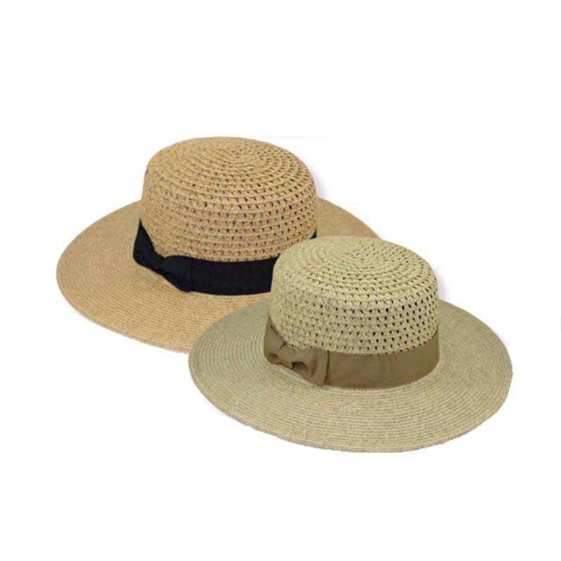 Open Weave Crown Summer Hat by JSA Toast/Black Medium (57 cm)