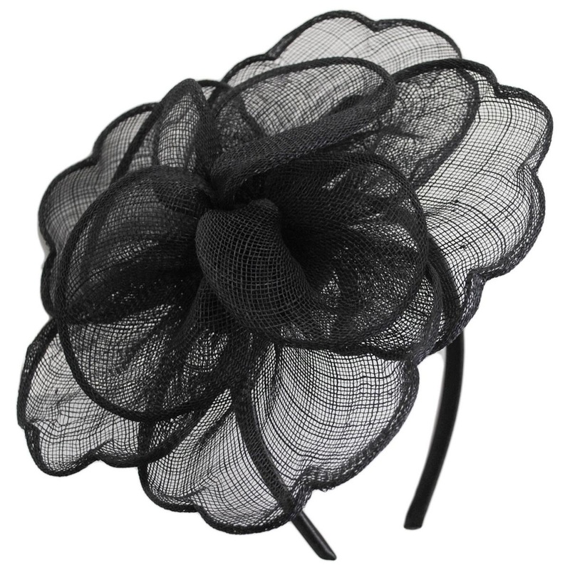 Rosa Sinamay Straw Fascinator Hat BLACK ONE SIZE FITS MOST