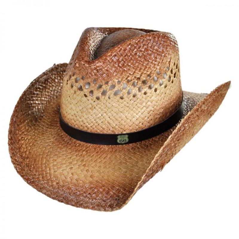 Route 66 Raffia Straw Cowboy Hat CARAMEL S/M