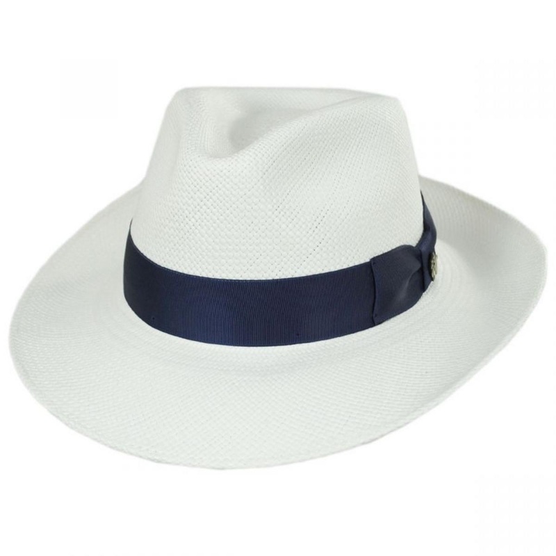 Santorini Panama Straw Fedora Hat WHITE S