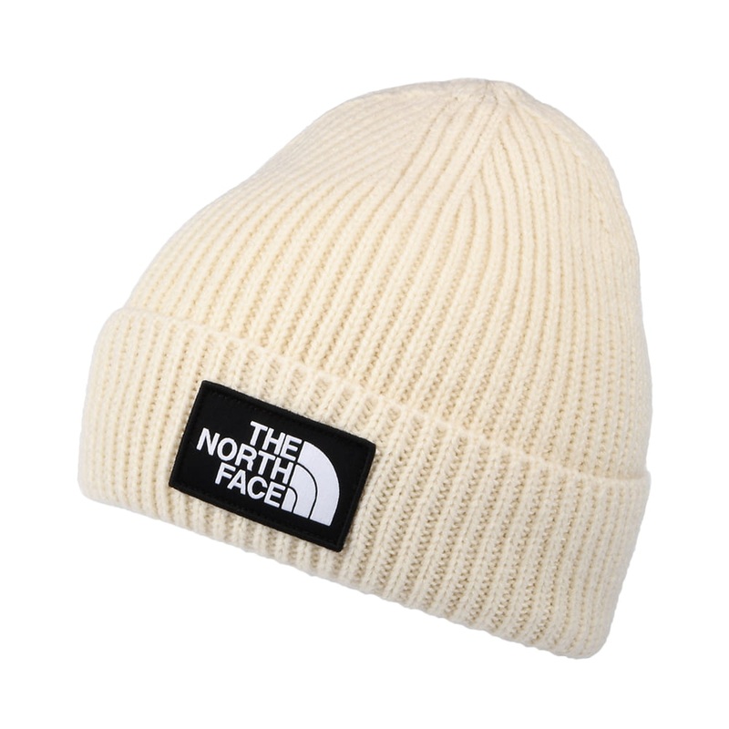 The North Face Hats TNF Logo Box Cuffed Fisherman Beanie Hat – Sand 1-Size