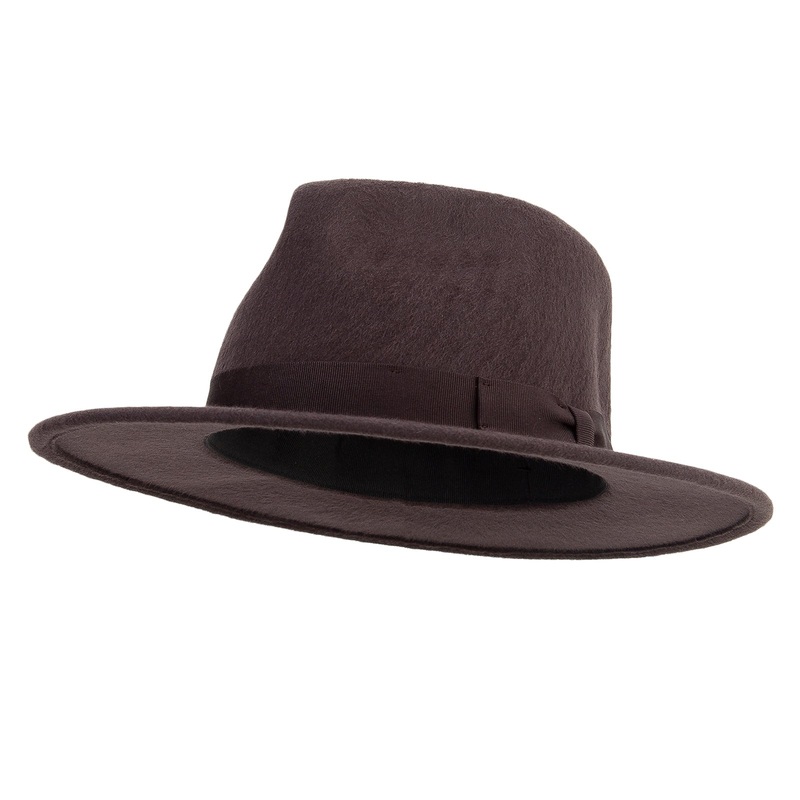 2.75″ Brim Fedora Hat Dk Brown One Size