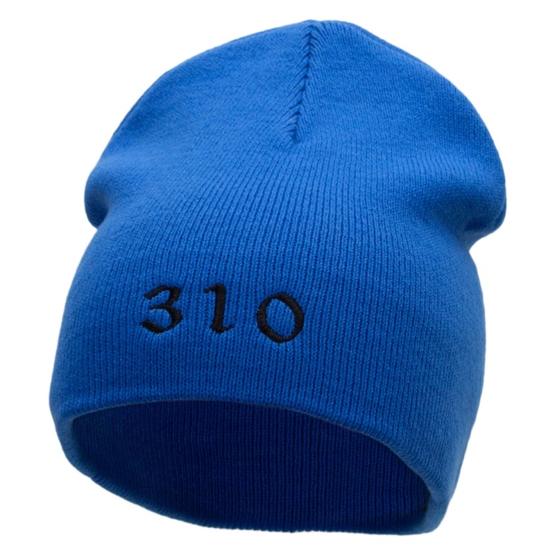 310 Embroidered 8 inch Acrylic Short Blank Beanie Royal One Size