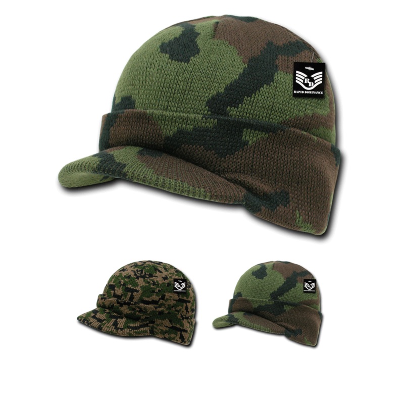 Camo Beanie Jeep Knit Watch Cap Visor GI Military Camouflage – Rapid Dominance R604 Universal Digital Camo