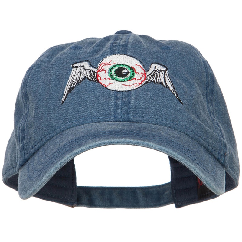 Flying Eyeball Embroidered Washed Cap Navy One Size