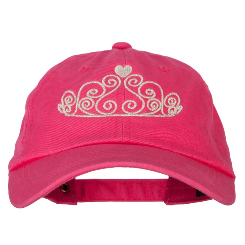 Glitter Tiara Embroidered Unstructured Washed Cap Hot Pink One Size