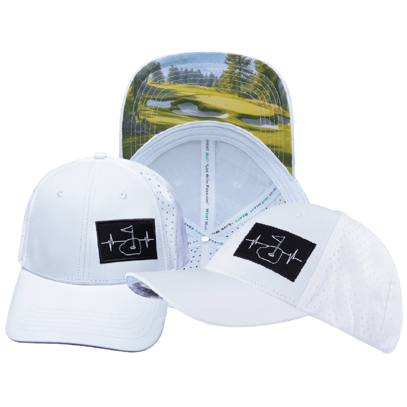 Golf Hat – Low Profile – Ponytail – White – Laser Mesh