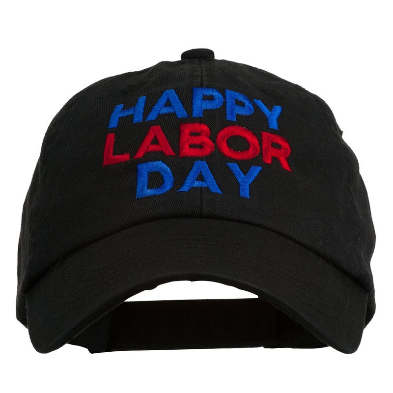 Happy Labor Day Embroidered Washed Cap Black One Size