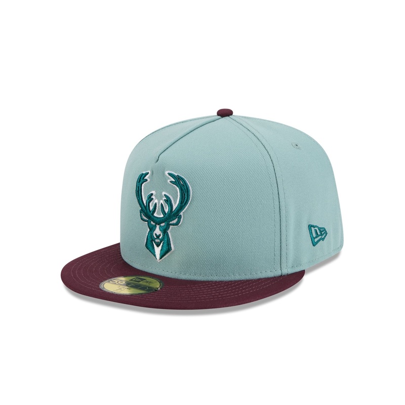 Milwaukee Bucks Beach Kiss Blue 59FIFTY A-Frame Fitted Hat 7