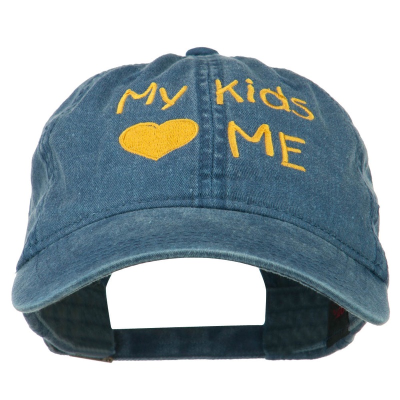 My Kids Love Me Embroidered Washed Cotton Cap Navy One Size