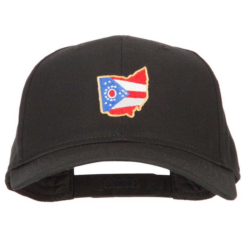 Ohio State Map Flag Embroidered Solid Cotton Pro Cap Black One Size
