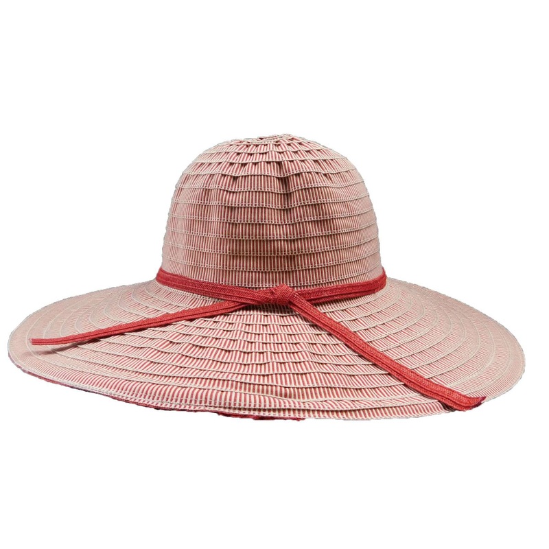Ribbon Flat Brim Summer Hat Red