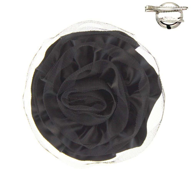 Satin Rose Fascinator-Brooch Royal Blue