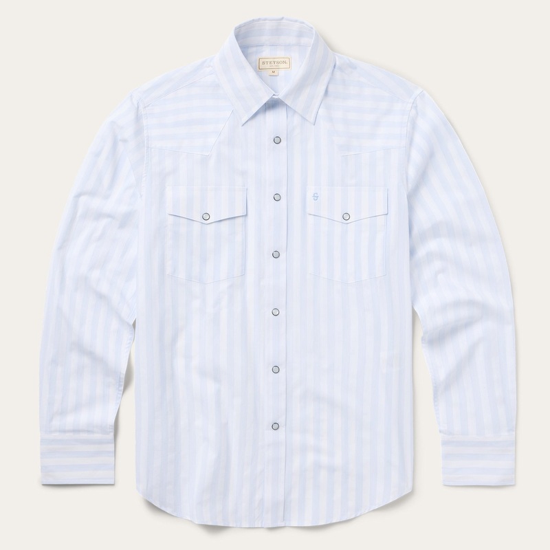 Stripe Oxford Western Shirt White w/ Blue Stripe S
