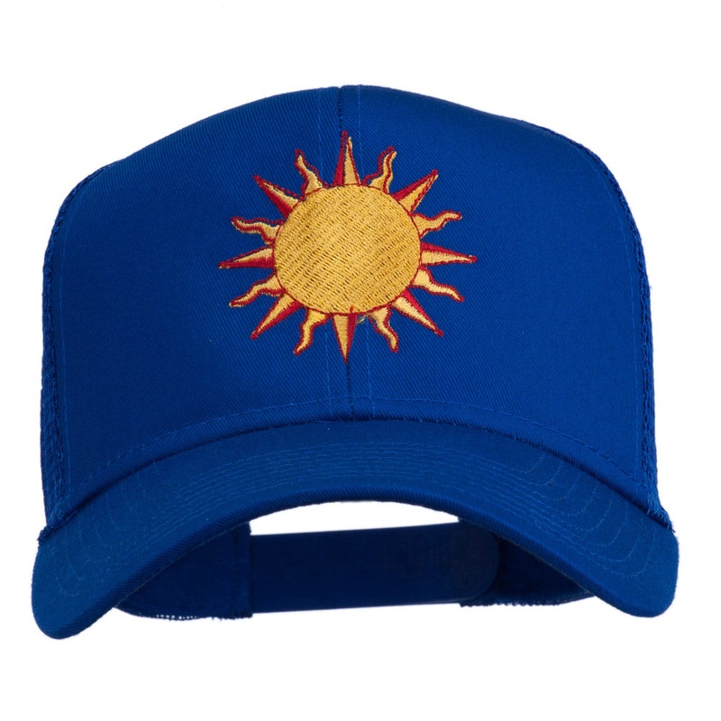 Sun Outline Embroidered Mesh Cap Royal One Size