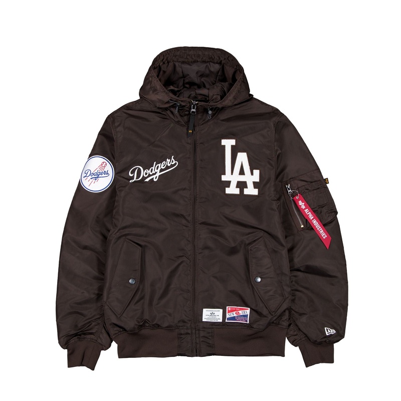 Alpha Industries x Los Angeles Dodgers L-2B Hooded Bomber Jacket Brown S