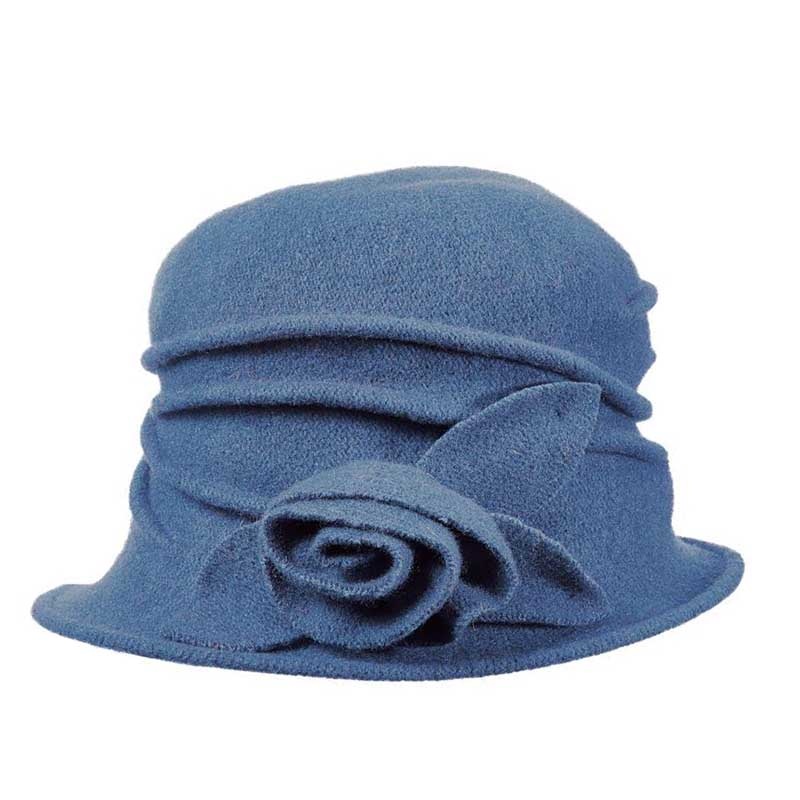 Boiled Wool Beanie with Rosette – Scala Hat Denim