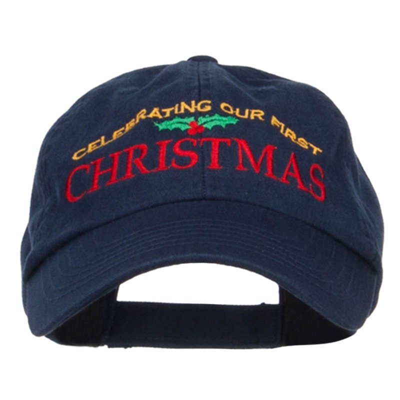 Celebrating First Christmas Embroidered Low Cap Navy One Size