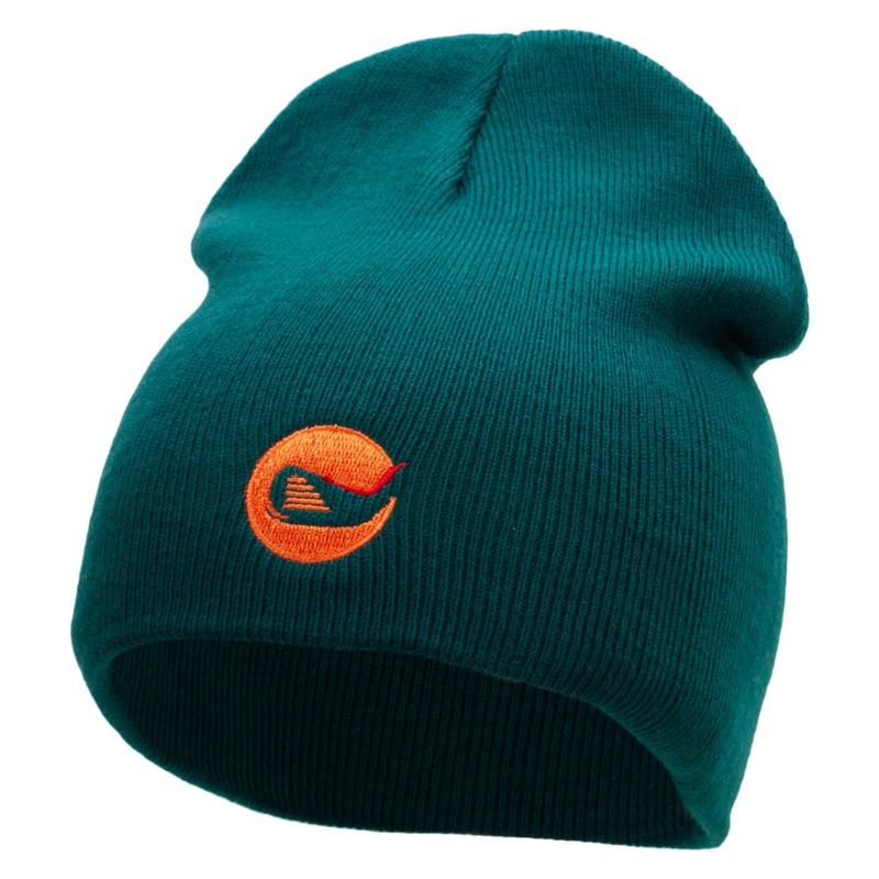 Golf Iron Emblem Embroidered Short Beanie Dk Green One Size