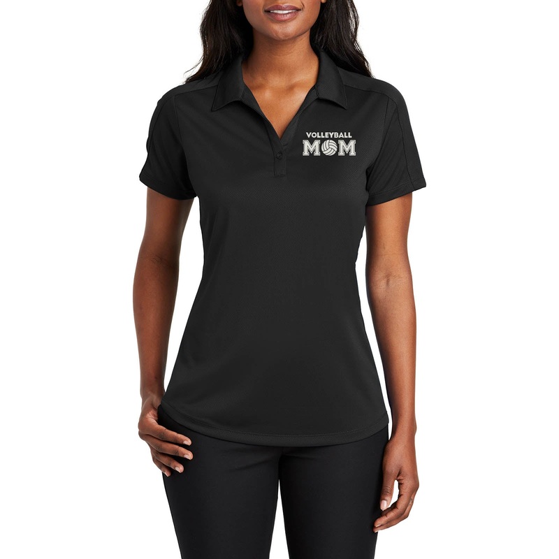 My Volleyball Mom Graphic Design Ladies Port Authority Diamond Jacquard Polo Shirt Black XS