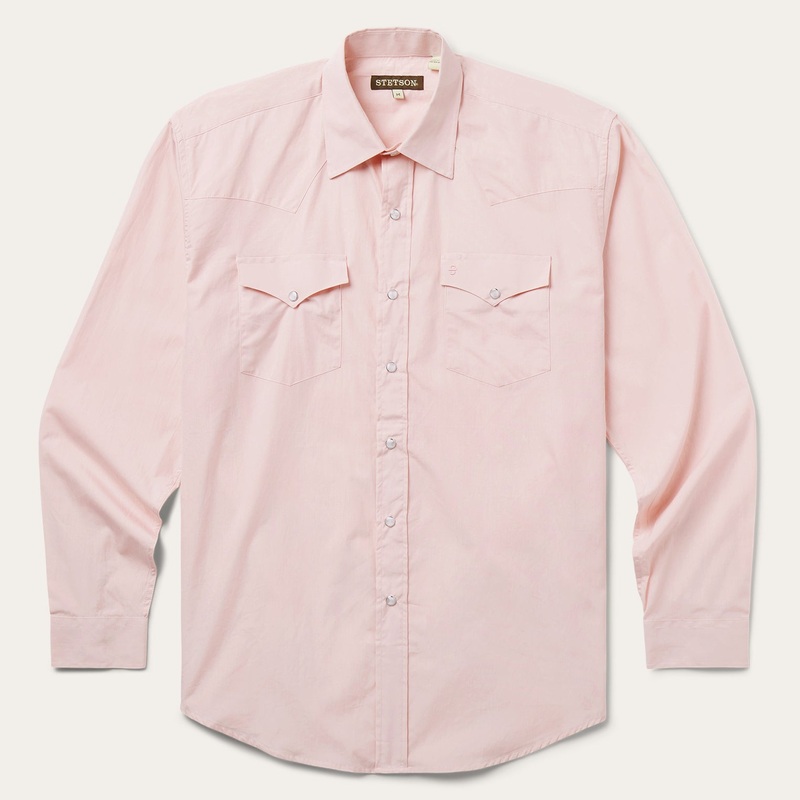 Pink End-On-End Western Shirt Pink S