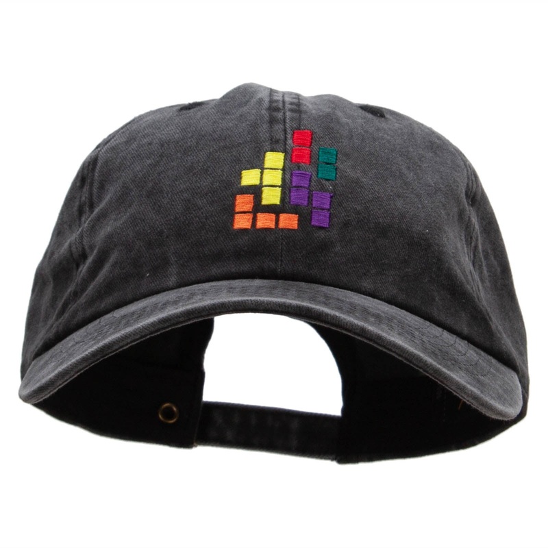 Retro Blocks Embroidered Unstructured Cotton Cap Black One Size