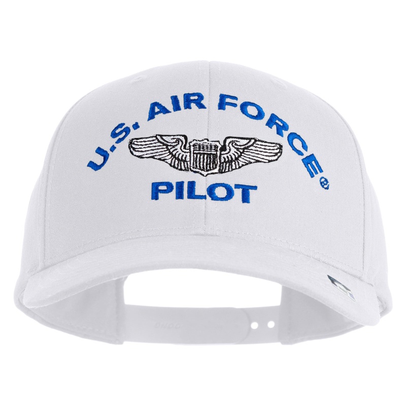 US Air Force Pilot Embroidered Retro Cotton Blend Snapback Cap White One Size
