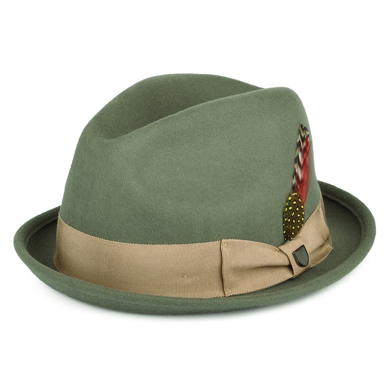 Brixton Hats Gain Wool Felt Trilby Hat – Olive Small-56cm