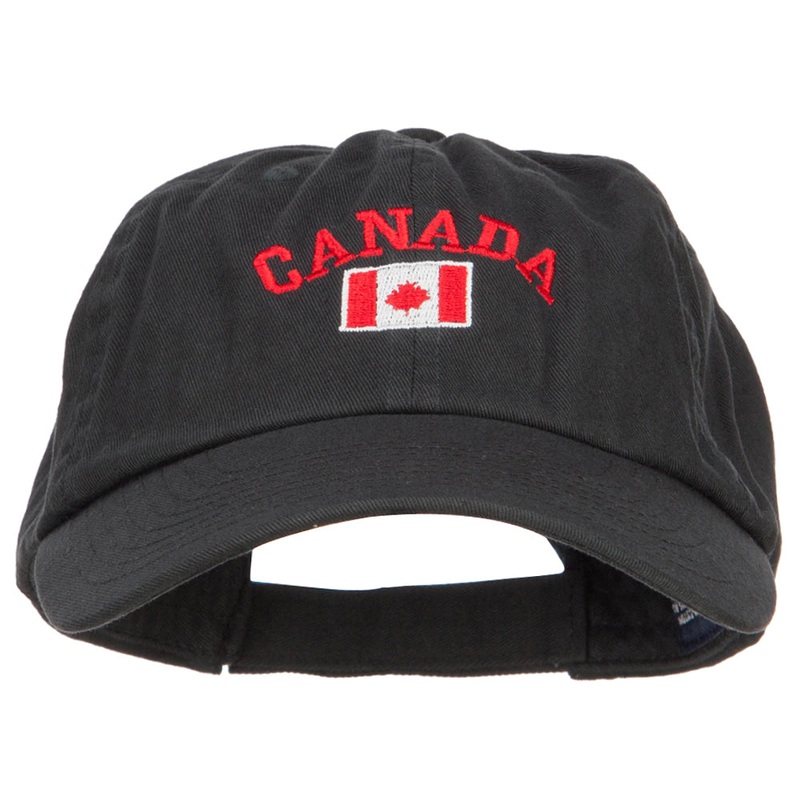 Canada with Flag Embroidered Low Cap Black One Size