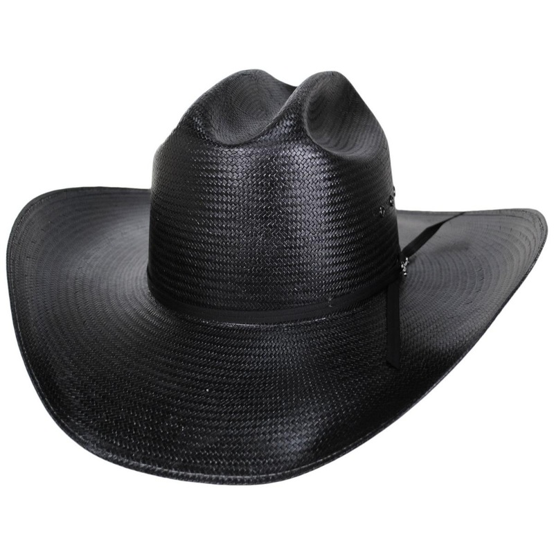 Coal Mine 10X Shantung Straw Western Hat BLACK 6 3/4