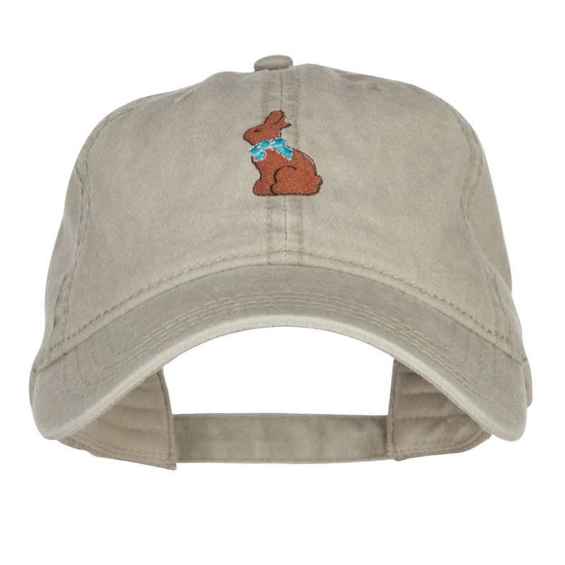 Easter Chocolate Bunny Embroidered Washed Cap Stone One Size