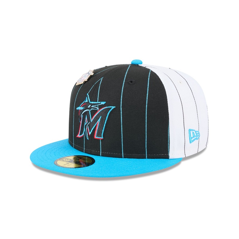 Miami Marlins Pinstripe League Pin 59FIFTY Fitted Hat 7