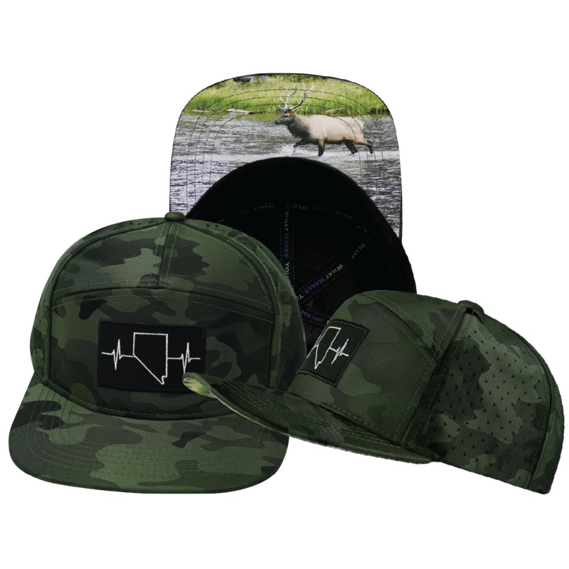 Nevada Hat – Flat Bill – Green Camo – Laser Mesh