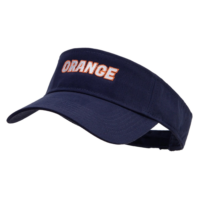Orange Text Embroidered Cotton Twill Sun Visor Navy One Size