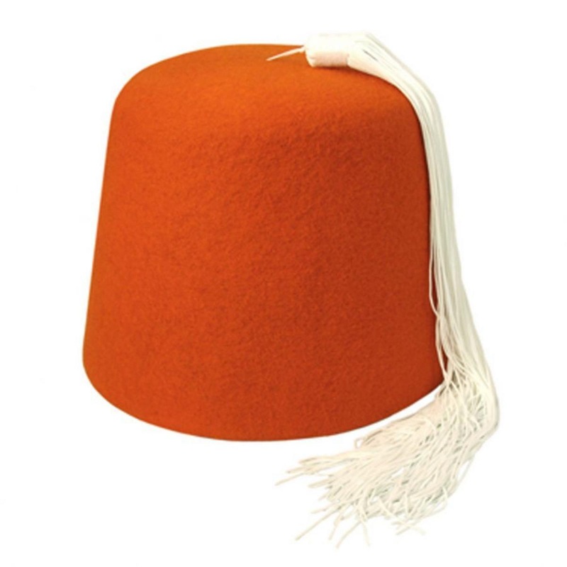 Orange Wool Fez with White Tassel ORANGE S